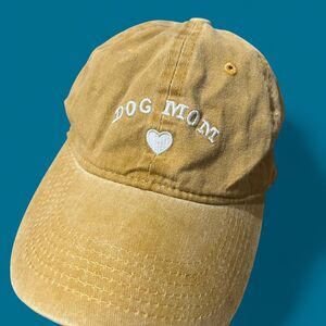 Women's golden butter Yellow 100% Cotton "Dog Mom" Hat.